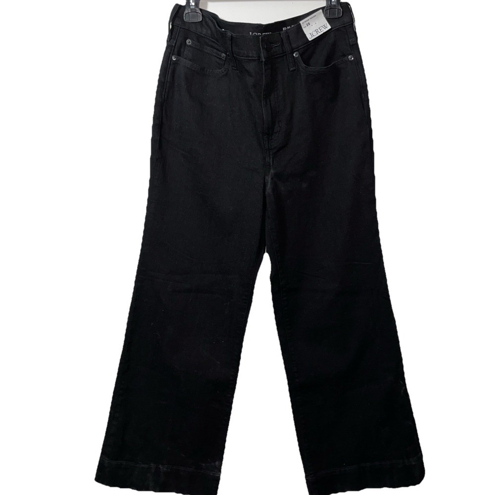 J. Crew Women's Wide Leg‎ Trouser Jeans 28 Black Denim 1996 Retro Effortless